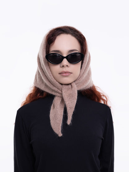 Hand-Knitted Head Scarf - Mohair Muscat