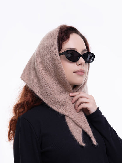 Hand-Knitted Head Scarf - Mohair Muscat