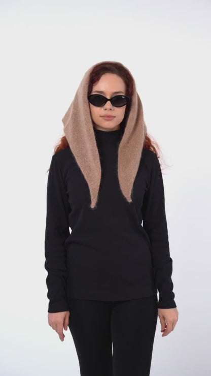Hand-Knitted Head Scarf - Mohair Muscat