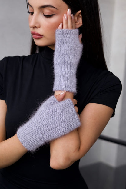 Mittens - Mohair Silver Grey