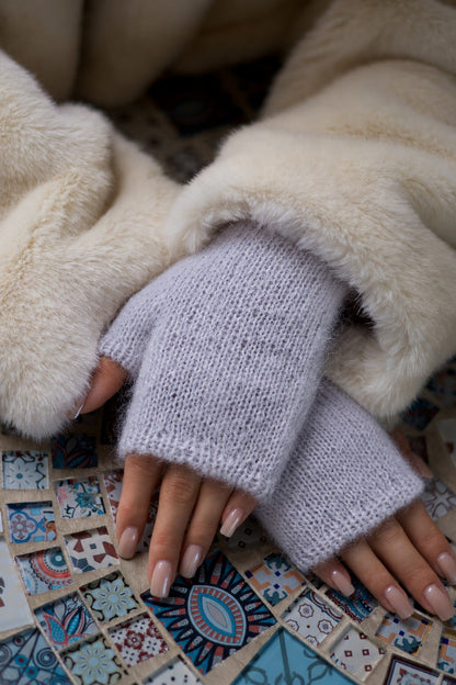 Mittens - Mohair Silver Grey