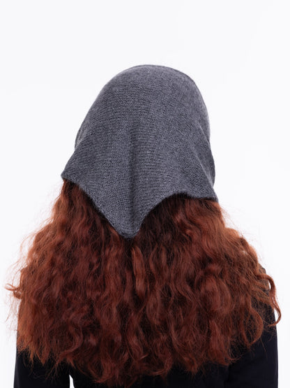 Hand-Knitted Head Scarf - Mohair Anthracite