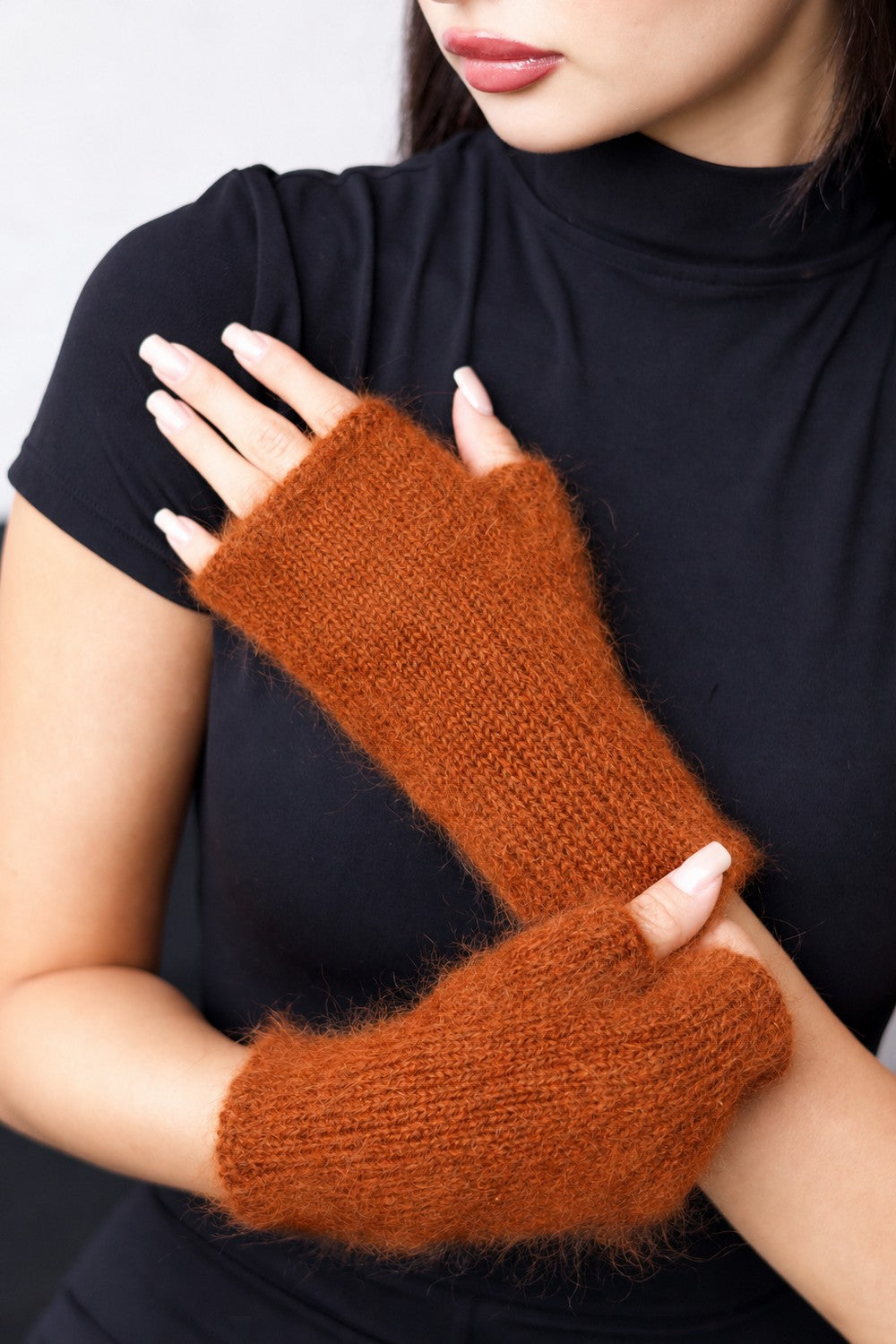 Mittens - Mohair Rust