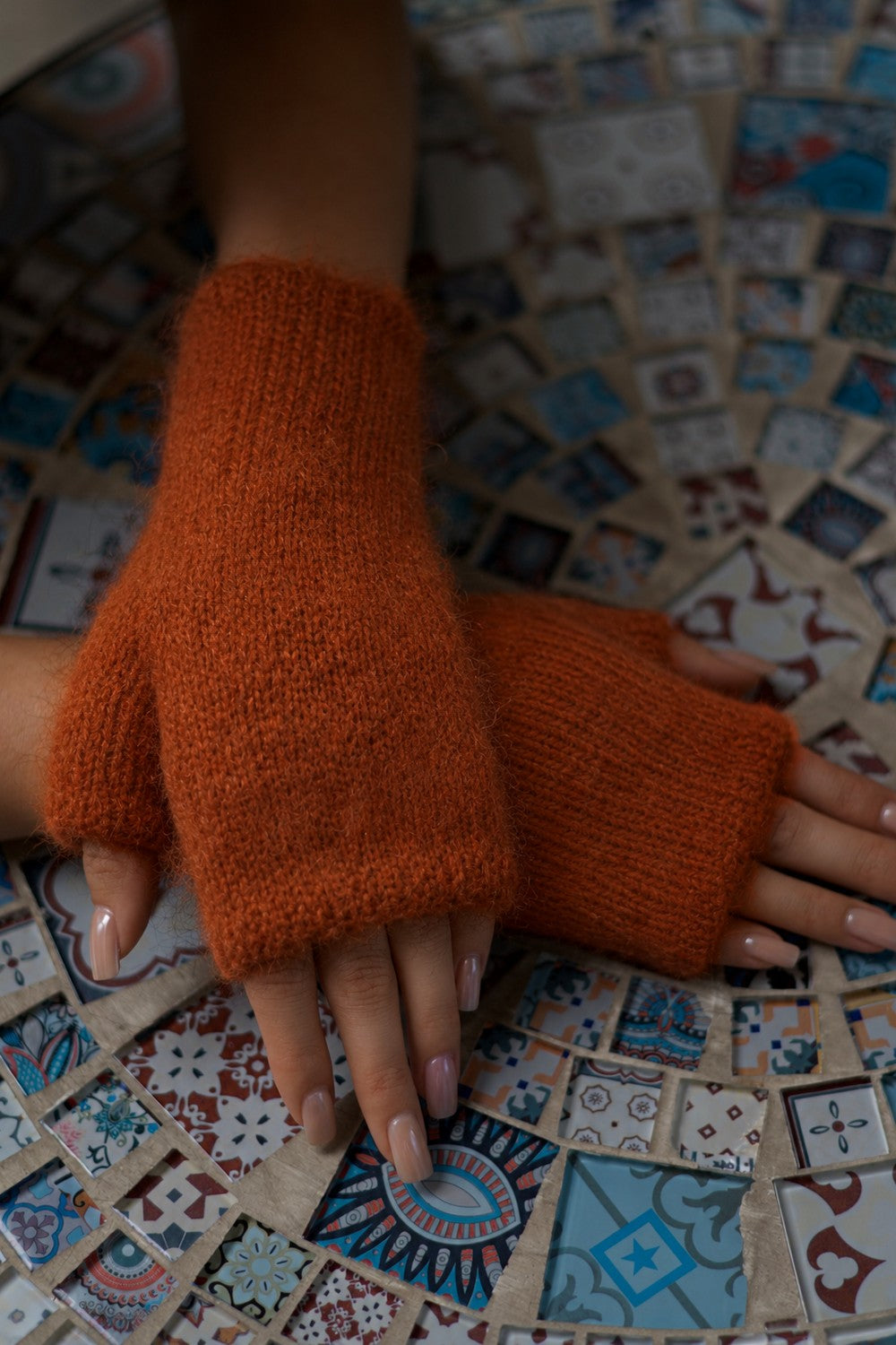Mittens - Mohair Rust